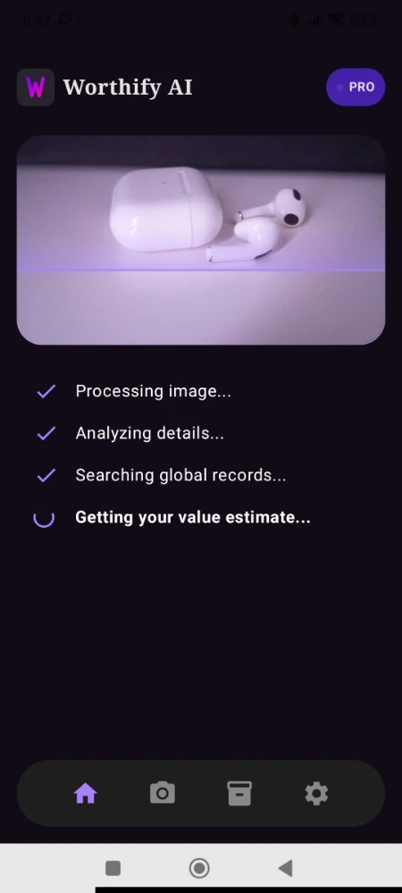 Worthify AI item history screen
